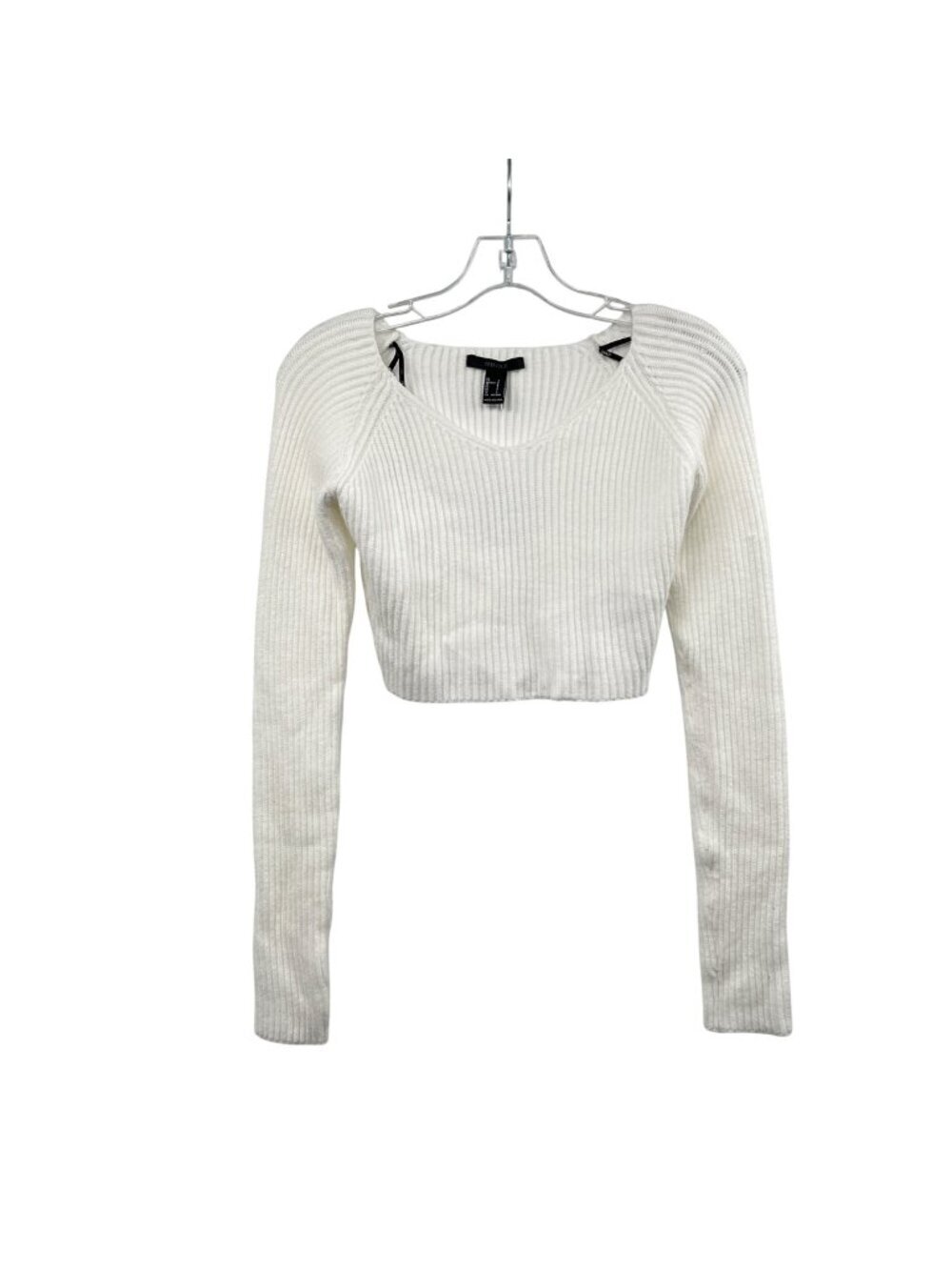 Forever 21 Womens Cropped Sweater Long Sleeve Off White Size Small New